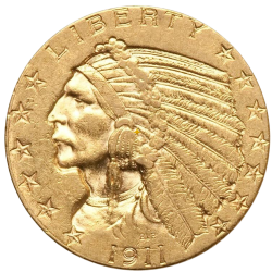 Gold coin 5 dollars indian